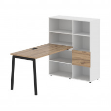 Стол-стеллаж ELRST 1113 Дуб Денвер светлый/Черный/Белый 1790х1120х1355 EDIS