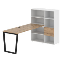 Стол-стеллаж EVRST 1117 Дуб Денвер светлый/Черный/Белый 2190х1120х1355 EDIS