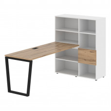 Стол-стеллаж EVRST 1117 Дуб Денвер светлый/Черный/Белый 2190х1120х1355 EDIS