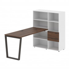 Стол-стеллаж EVRST 1115 Дуб Денвер тёмный/Мокко/Белый 1990х1120х1355 EDIS