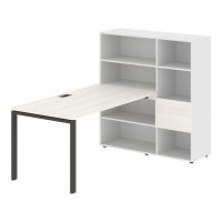 Стол-стеллаж EURST 1215 Ясень Траун/Мокко/Белый 1990х1250х1355 EDIS