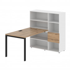 Стол-стеллаж EURST 1213 Дуб Денвер светлый/Черный/Белый 1790х1250х1355 EDIS