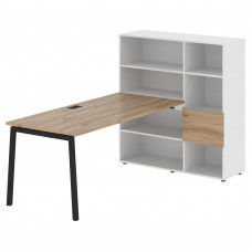 Стол-стеллаж ELRST 1217 Дуб Денвер светлый/Черный/Белый 1790х1250х1355 EDIS