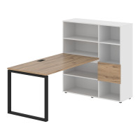 Стол-стеллаж EQRST 1215 Дуб Денвер светлый/Черный/Белый 1990х1250х1355 EDIS