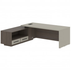 Стол руководителя с тумбой VCT 2319(L) Аметист/Черный матовый/Дуб Сильвер 2300х1900х750 VELION