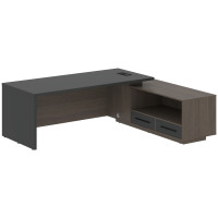 Стол руководителя с тумбой VCT 2319(R) Яшма черный/Черный матовый/Дуб Сильвер 2300х1900х750 VELION