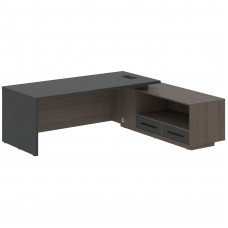 Стол руководителя с тумбой VCT 2319(R) Яшма черный/Черный матовый/Дуб Сильвер 2300х1900х750 VELION