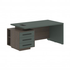 Стол руководителя с тумбой VCT 1890(L) Нефрит/Черный матовый/Дуб Сильвер 1800х900х750 VELION