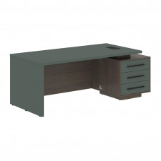 Стол руководителя с тумбой VCT 2090(R) Нефрит/Черный матовый/Дуб Сильвер 2000х900х750 VELION