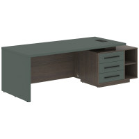 Стол руководителя с тумбой VCT 2390(R) Нефрит/Черный матовый/Дуб Сильвер 2300х900х750 VELION