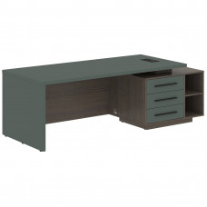 Стол руководителя с тумбой VCT 2390(R) Нефрит/Черный матовый/Дуб Сильвер 2300х900х750 VELION