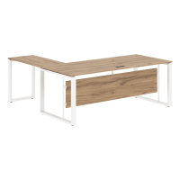 Стол руководителя угловой ECT 2019 Дуб Денвер светлый/Белый 1800х1900х750 ENIO