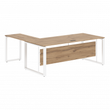 Стол руководителя угловой ECT 2019 Дуб Денвер светлый/Белый 1800х1900х750 ENIO