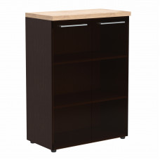 Шкаф со стеклянными дверьми и топом AMC 85.7 Дуб Девон/Венге Магия 850х456х1201 ALTO