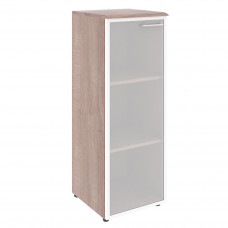 Шкаф колонка с стеклянной дверью в алюминиевой раме (L) и топом WMC 42.7(L) Дуб Сонома 432х432х1184
