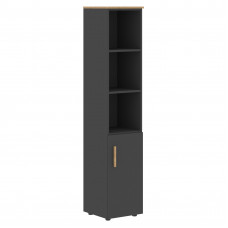 Шкаф колонка с малой дверью (R) и топом FHC 40.5(R) Черный графит/Дуб Гамильтон 404х429х1983 FORTA