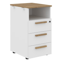 Тумба приставная FLC-3D.1 Дуб Гамильтон/Белый премиум 408х504х733 FORTA