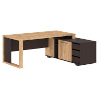 Стол руководителя с тумбой ACT 1916(R) Дуб Бофорд/Венге Магия 1950х1600х750 ALTO