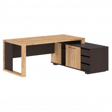 Стол руководителя с тумбой ACT 1916(R) Дуб Бофорд/Венге Магия 1950х1600х750 ALTO