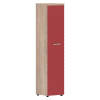 Шкаф колонка с глухой дверью и топом TLHC 42.1(L) Красный/Дуб Каньон Z 432х450х1968 TORR LUX