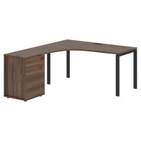 Стол эргономичный с тумбой EUCET 1518(L) Дуб Денвер тёмный/Черный 1560х1880х750 EDIS