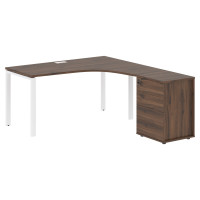 Стол эргономичный с тумбой EUCET 1518(R) Дуб Денвер тёмный/Белый 1560х1880х750 EDIS