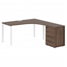 Стол эргономичный с тумбой EUCET 1518(R) Дуб Денвер тёмный/Белый 1560х1880х750 EDIS