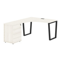 Стол эргономичный с тумбой EVCET 1318(L) Ясень Траун/Черный 1360х1880х750 EDIS