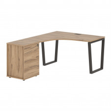 Стол эргономичный с тумбой EVCET 1318(L) Дуб Денвер светлый/Мокко 1360х1880х750 EDIS