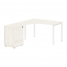 Стол эргономичный с тумбой EUCET 1318(L) Ясень Траун/Белый 1360х1880х750 EDIS