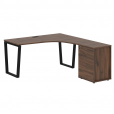 Стол эргономичный с тумбой EVCET 1518(R) Дуб Денвер тёмный/Черный 1560х1880х750 EDIS