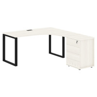 Стол эргономичный с тумбой EQCET 1518(R) Ясень Траун/Черный 1560х1880х750 EDIS