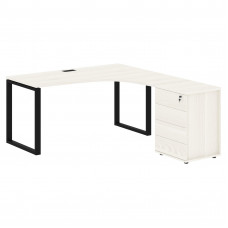 Стол эргономичный с тумбой EQCET 1518(R) Ясень Траун/Черный 1560х1880х750 EDIS