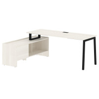 Стол с тумбой ELCT 19614 Ясень Траун/Черный 1960х1400х750 EDIS