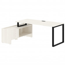 Стол с тумбой EQCT 19814 Ясень Траун/Черный 1960х1400х750 EDIS