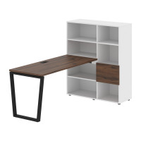 Стол-стеллаж EVRST 1115 Дуб Денвер тёмный/Черный/Белый 1990х1120х1355 EDIS