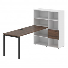 Стол-стеллаж EURST 1117 Дуб Денвер тёмный/Черный/Белый 2190х1120х1355 EDIS