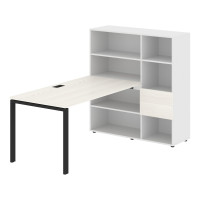 Стол-стеллаж EURST 1215 Ясень Траун/Черный/Белый 1990х1250х1355 EDIS