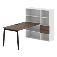 Стол-стеллаж ELRST 1215 Дуб Денвер тёмный/Черный/Белый 1790х1250х1355 EDIS