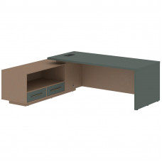 Стол руководителя с тумбой VCT 2319(L) Нефрит/Бронза браш/Кобра 2300х1900х750 VELION