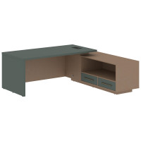 Стол руководителя с тумбой VCT 2119(R) Нефрит/Бронза браш/Кобра 2100х1900х750 VELION