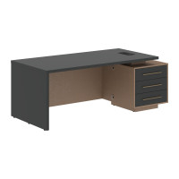 Стол руководителя с тумбой VCT 2090(R) Яшма черный/Бронза браш/Кобра 2000х900х750 VELION