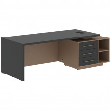 Стол руководителя с тумбой VCT 2390(R) Яшма черный/Бронза браш/Кобра 2300х900х750 VELION