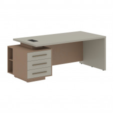 Стол руководителя с тумбой VCT 2090(L) Аметист/Бронза браш/Кобра 2000х900х750 VELION