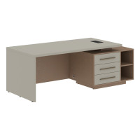 Стол руководителя с тумбой VCT 2190(R) Аметист/Бронза браш/Кобра 2100х900х750 ВЕЛИОН (VELION)
