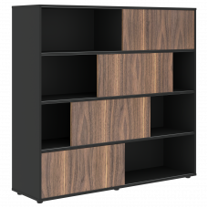 Шкаф с дверьми купе VRMCS 1615 Американский орех/Яшма черный 1600х450х1517 VELION VENEER