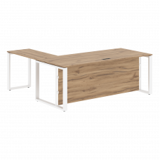 Стол руководителя ECT 2019H Дуб Денвер светлый/Белый 2000х1900х750 ENIO