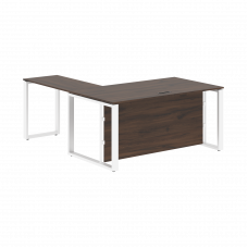Стол руководителя ECT 1619H Дуб Денвер темный/Белый 1600х1900х750 ENIO