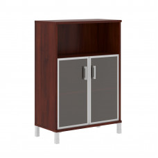 Шкаф средний с малыми стеклянными дверьми в AL-рамке B 420.4 Бургунди 900х450х1286 BORN
