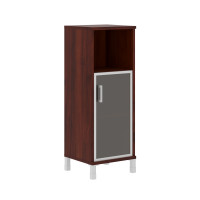 Шкаф-колонка средняя с малой стеклянной дверью в AL-рамке B 421.4(R) Бургунди 475х450х1286 BORN